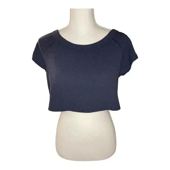 Free People Women's XS Black Movements Can't Handle This Ribbed Cropped Tee - Picture 1 of 4